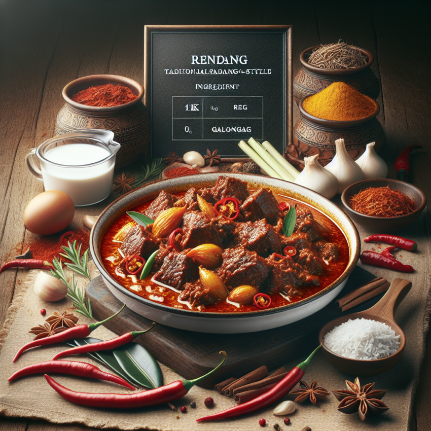 Authentic Padang-Style Rendang Recipe for 1 kg of Meat: A Flavor-Packed